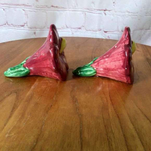 Vintage Hand Painted Flower Ceramic Salt and Pepper Shaker Pair - Picture 5 of 7